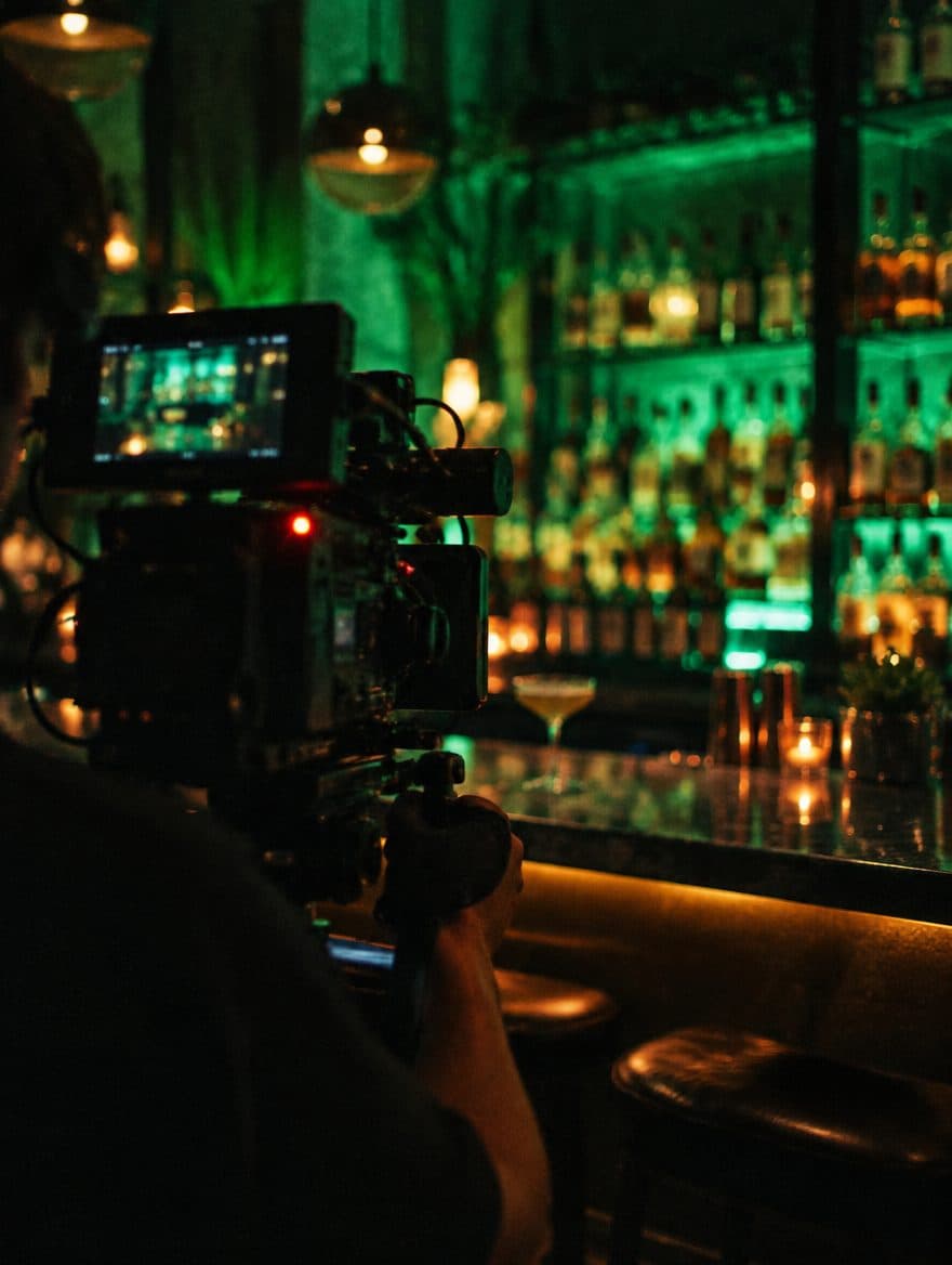 Prime filming inside an Austin cocktail bar